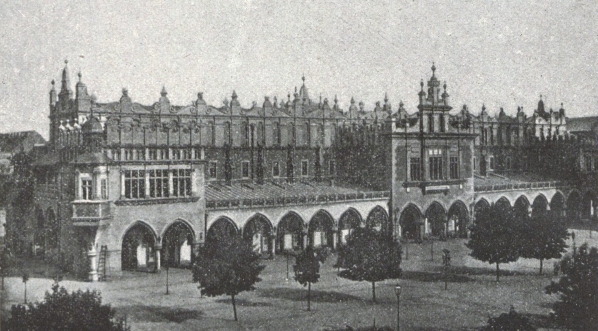  "Sukiennice w Krakowie zbudowane przez króla Kazimierza Wielkiego, odnowione w czasie rządów Zyblikiewicza."  