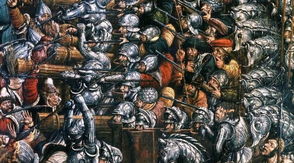  Walczące w zwarciu oddziały pancerne na obrazie "Bitwa pod Orszą 8 IX 1514".  