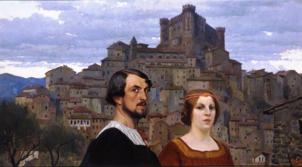  "Autoportret z żoną na tle Anticoli-Corrado" Edwarda Okunia.  