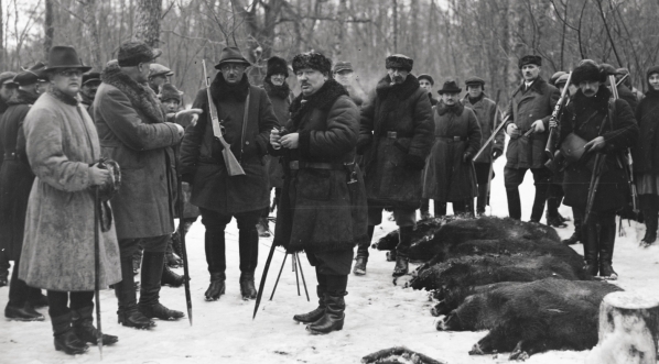  Polowanie z udziałem prezydenta RP Ignacego Mościckiego w ordynacji księcia Karola Mikołaja Radziwiłła w styczniu 1931 roku.  (6)  