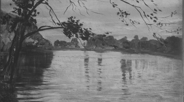  Obraz olejny artysty malarza Wacława Piotrowskiego "Łacha w Wilanowie" prezentowany w Salonie Związku Zawodowych Polskich Artystów Plastyków w Warszawie.  