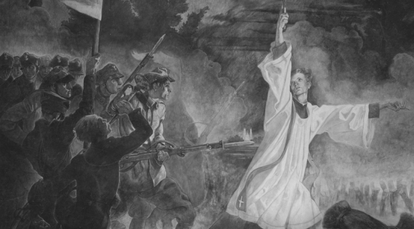  Obraz artysty malarza Jana Henryka Rosena "Śmierć księdza Skorupki".  