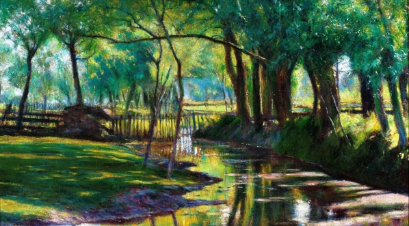  "Krajobraz zielony ze strumykiem" Władysława Podkowińskiego.  