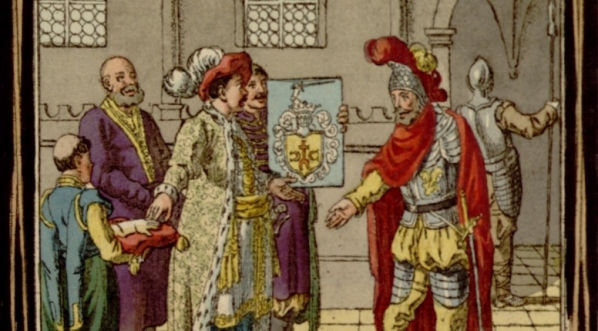  VII. Rok 1104. (Bolesław Krzywousty obdarowuje złotą ręką dzielnego rycerza  Zelisława, który w boju stracił prawą rękę).  