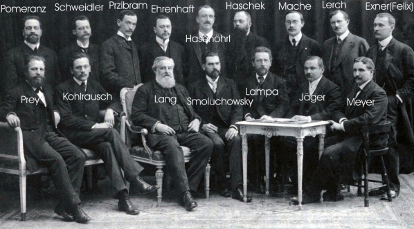  Kopie des Fotos von Mitgliedern des Exner-Kreises anlässlich des 70. Geburtstags von Viktor von Lang (1908) Vervielfältigung des Fotos von Nora-Rohde-Exner  