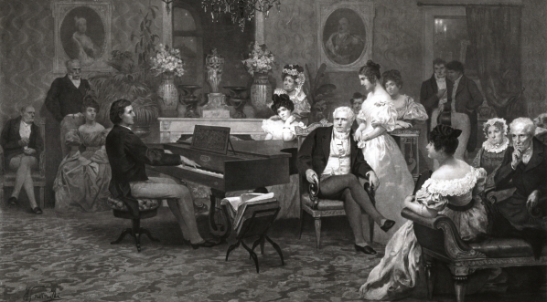  "Fryderyk Chopin w salonie księcia Antoniego Radziwiłła w 1829 roku" Rudolfa Schustera.  