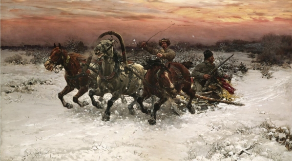  "Trojka ścigana przez wilki" Alfreda Wierusz-Kowalskiego.  