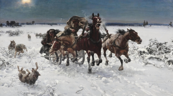  "Trojka ścigana przez wilki" Alfreda Wierusz-Kowalskiego.  