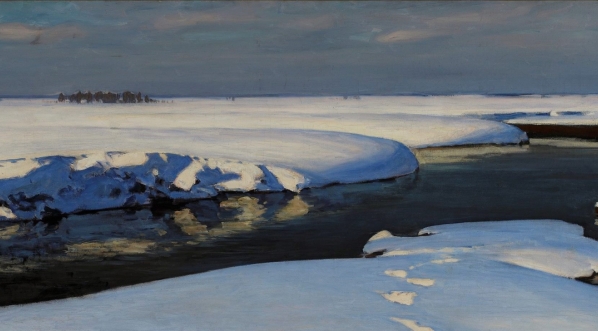  "Krajobraz zimowy z rzeką" Juliana Fałata.  