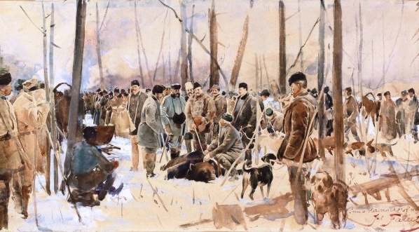  "Po polowaniu na niedźwiedzie w Nieświeżu" Juliana Fałata.  