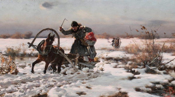  'Przeprawa sankami przez roztopy" Juliana Fałata.  